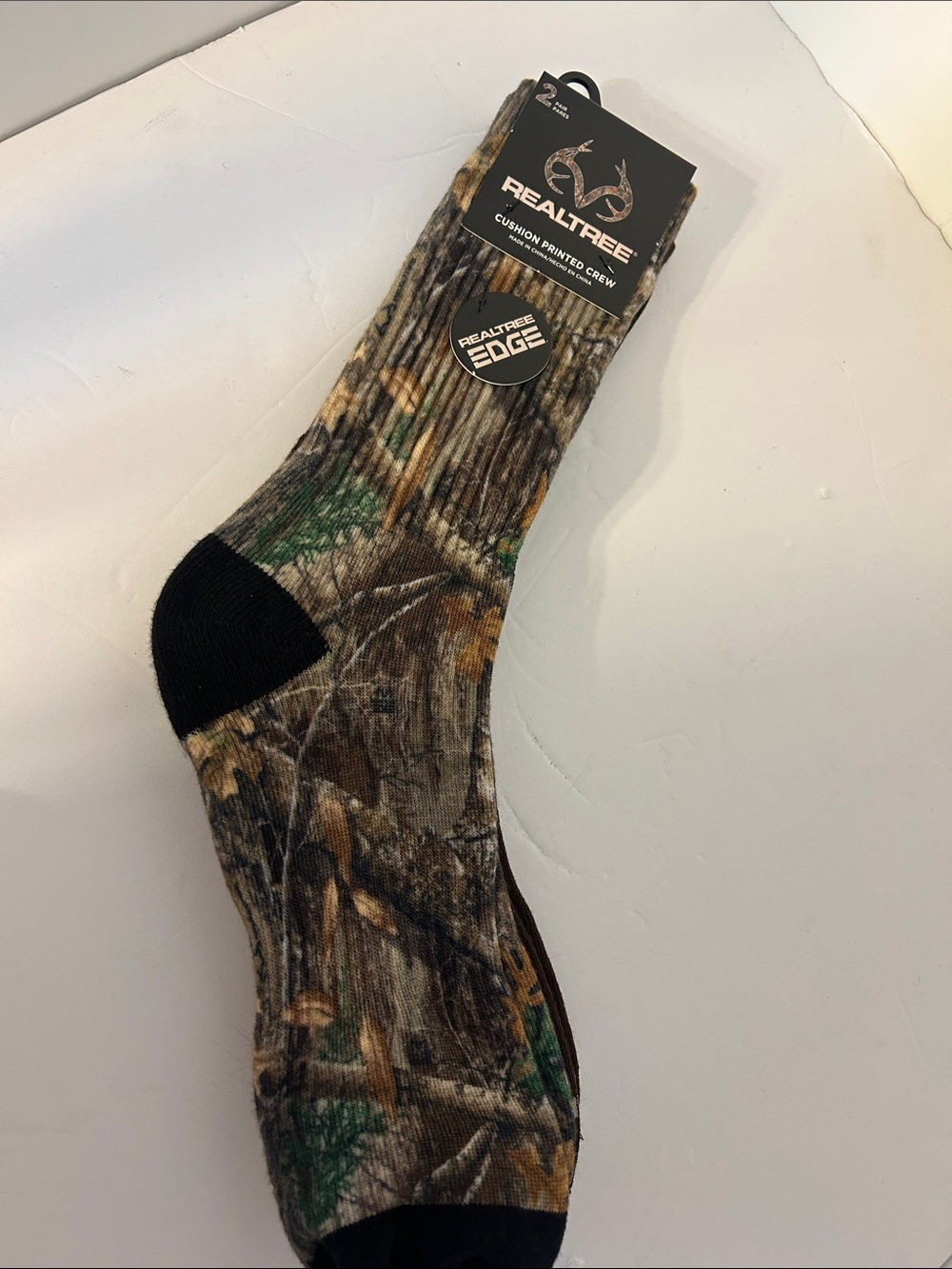 Realtree cushion printed crew socks shoe 6-12 2 pair pack